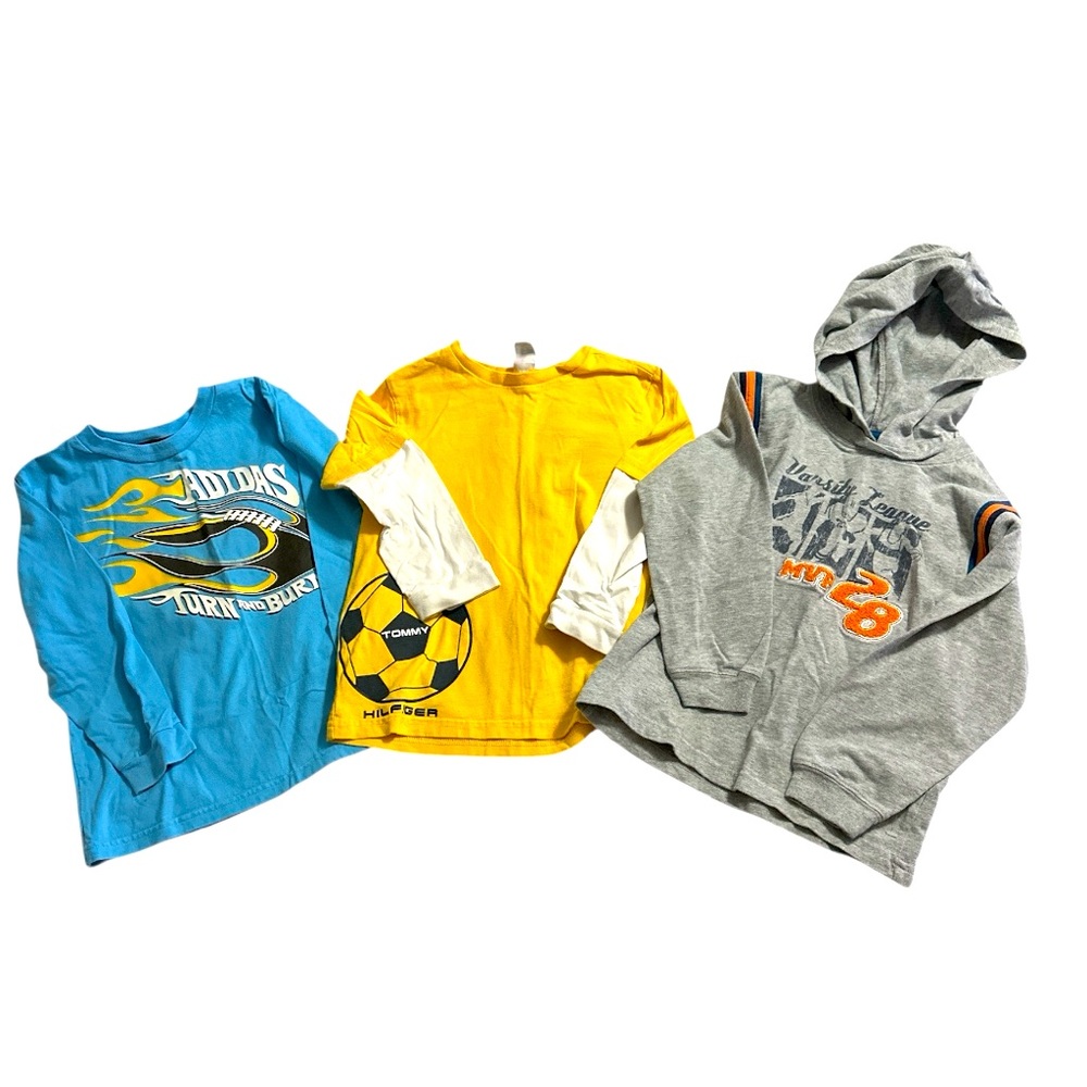 Bundle of (3) Boys Long Sleeve Shirts (adidas, Tommy Hilfiger, Carter’s) Size 5